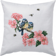 Набор для вышивания PERMIN арт.83-6119 Подушка Синицы 40х40 см