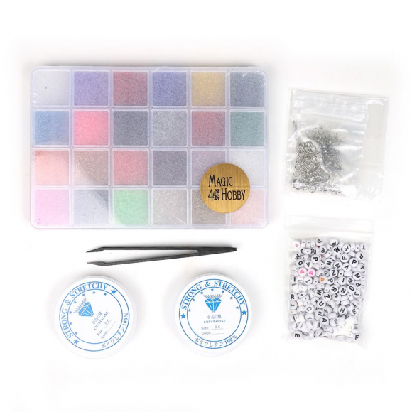 Набор бисера и бусин MAGIC 4 HOBBY арт. MG.N24.4 цв.ассорти 24 вида и аксессуары