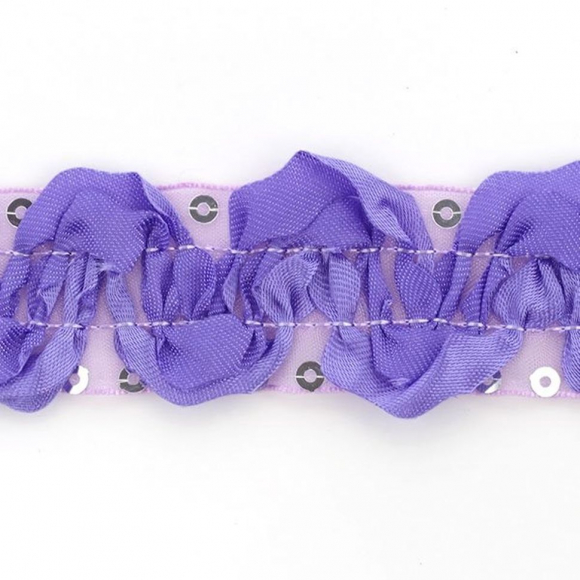 Тесьма с пайетками TBY арт.TH463-1 шир.25мм цв.045 сиреневый уп.18,28м