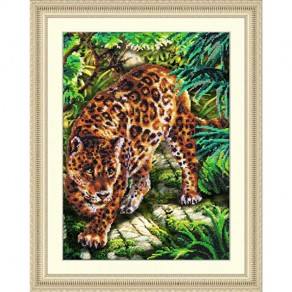 Набор для вышивания бисером ПАУТИНКА арт.Б-1491 В джунглях 28х38 см