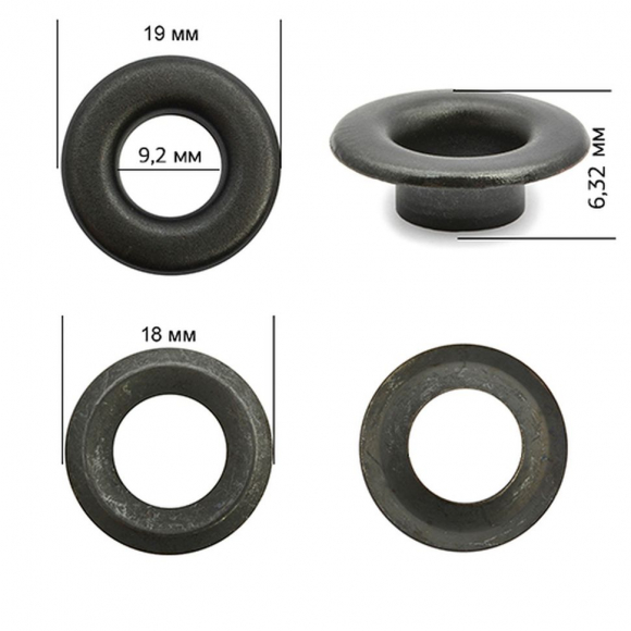 Люверсы сталь New Star №24 (? 9,2мм, h 6,32мм) цв. оксид уп. 1000шт