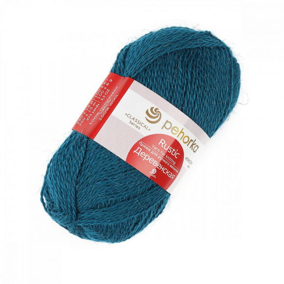 Пряжа для вязания ПЕХ Деревенская (100% полугрубая шерсть) 10х100г/250м цв.014 морская волна Пряжа для вязания ПЕХ Деревенская (100% полугрубая шерсть) 10х100г/250м цв.014 морская волна