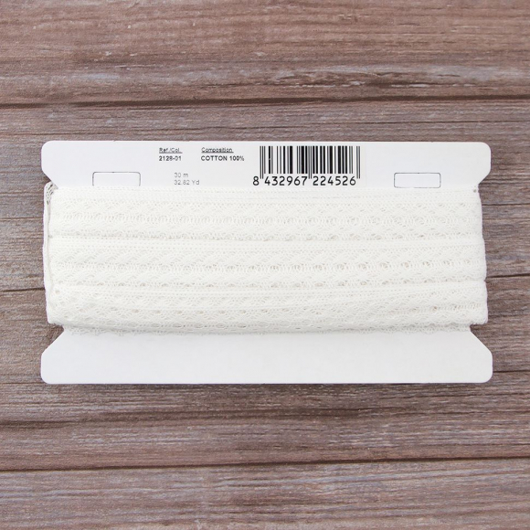 157380_Мерсеризованное хлопковое кружево, 24 мм, белый