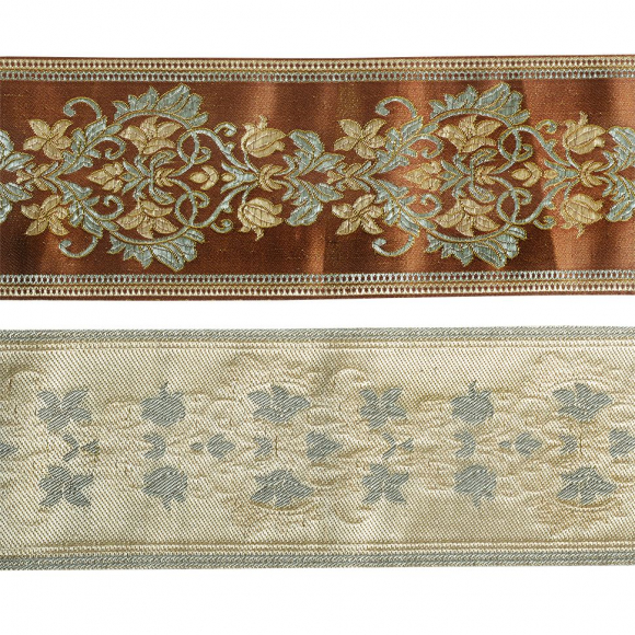 Лента отделочная жаккардовая арт.TBY.9A-14 шир.90 мм цв.коричнево/серый уп.25 м Лента отделочная жаккардовая арт.TBY.9A-14 шир.90 мм цв.коричнево/серый уп.25 м