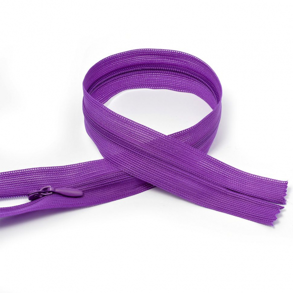 Молния MaxZipper пласт. потайная №3 60см н/р цв.F339 т.сиреневый уп.50шт