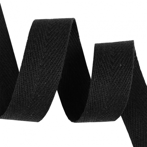 Тесьма киперная 25 мм хлопок 2,5г/см арт.TBY.CT25322 цв.F322 черный  уп.50м