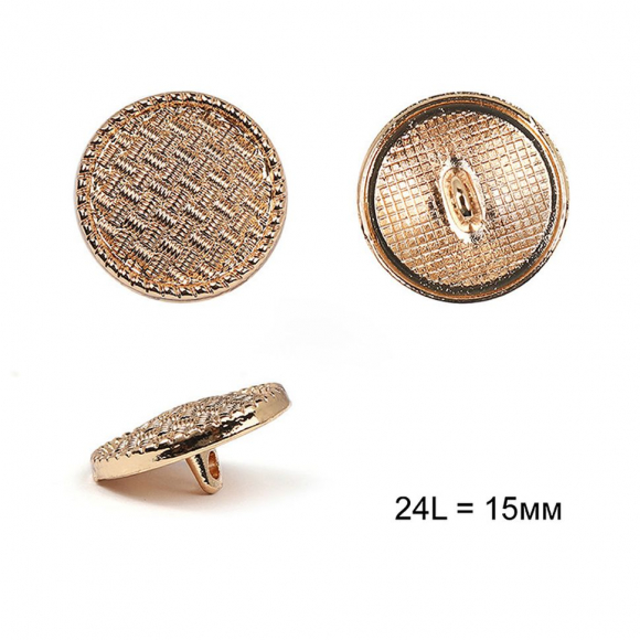 Пуговицы металлические С-ME334 цв.золото 24L-15мм, на ножке, 24шт