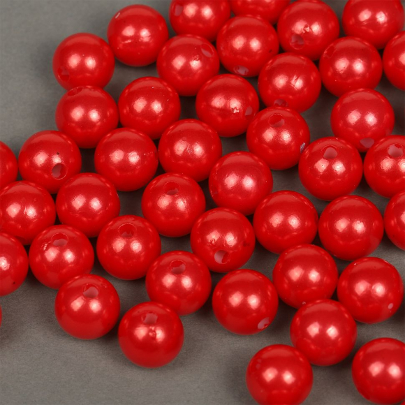 Бусины MAGIC 4 HOBBY круглые перламутр 12мм цв.058 красный уп.50г (53шт)
