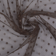 Фатин горошек мягкий шир.160см  100% полиэстер арт.TBY-1907-24 цв.шоколад диаметр горошин 0,6см рул.15м