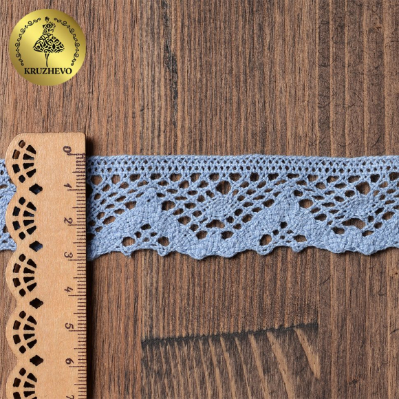 Тесьма вязаная KRUZHEVO 30мм TBY-5234 цв.23 голубой уп.10м