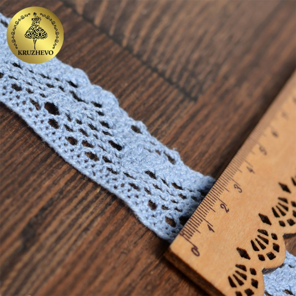 Тесьма вязаная KRUZHEVO 30мм TBY-5234 цв.23 голубой уп.10м