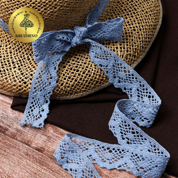 Тесьма вязаная KRUZHEVO 30мм TBY-5234 цв.23 голубой уп.10м