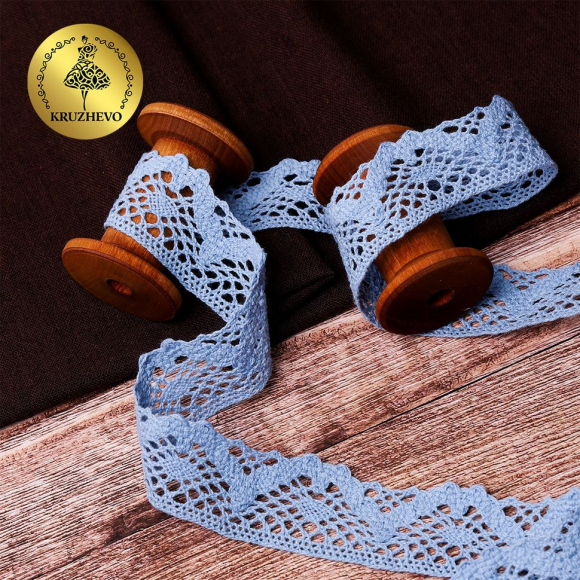 Тесьма вязаная KRUZHEVO 30мм TBY-5234 цв.23 голубой уп.10м