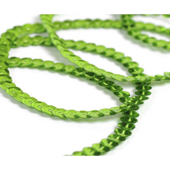 Пайетки на нитях 6мм Silver Base арт.TBY-FLKU06-SB цв.10 салатовый уп.73.12м