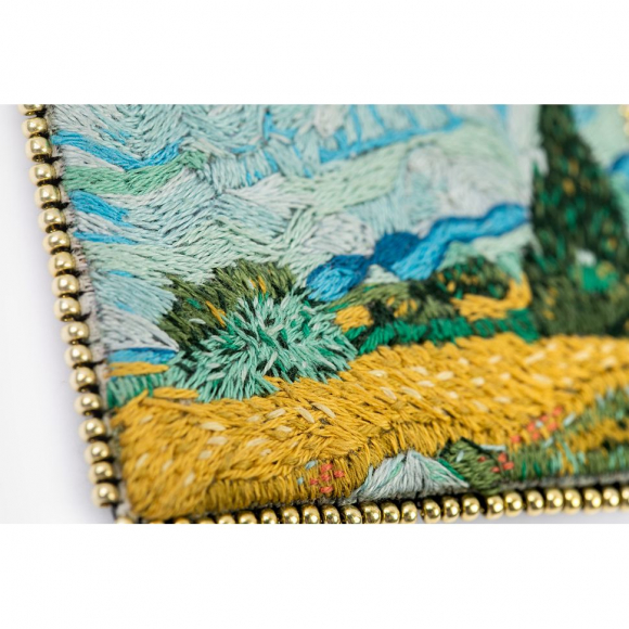 Набор для вышивания PANNA Живая картина арт. MET-JK-2266 Брошь. Пшеничное поле с кипарисами 6х5 см