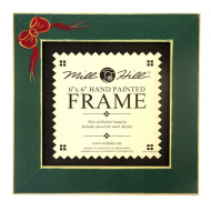 119905_Рамка деревянная цвет зеленый матовый с ручной росписью
