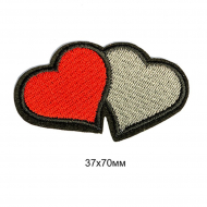 Термоаппликации вышитые арт.TBY.S54 Двойное сердце10 шт 3,7х7 см