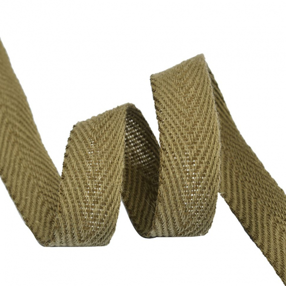 Тесьма киперная 15 мм хлопок 1,9г/м арт.ЛКЭ-15ХХ-50 цв.хаки уп.50м