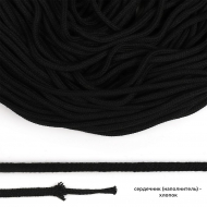 Шнур круглый х/б 04мм с наполнителем TW цв.032 черный уп.100м