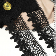 Кружево гипюр KRUZHEVO арт.TR.0737 шир.110мм цв.03 черный уп.9м