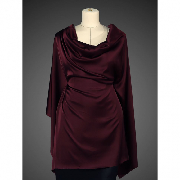 Ткань шелк Армани 90г/м? 97% ПЭ 3% Спандекс шир.150см арт.TBYArm-117 цв.117 бордо (сливовое вино) рул.25м