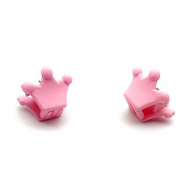 186661_Заколка мини "Корона", 15 х 13 х 17 мм, в упаковке 2 шт, цвет св. розовый