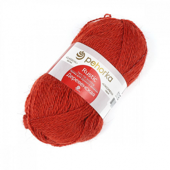 Пряжа для вязания ПЕХ Деревенская (100% полугрубая шерсть) 10х100г/250м цв.030 св. теракот