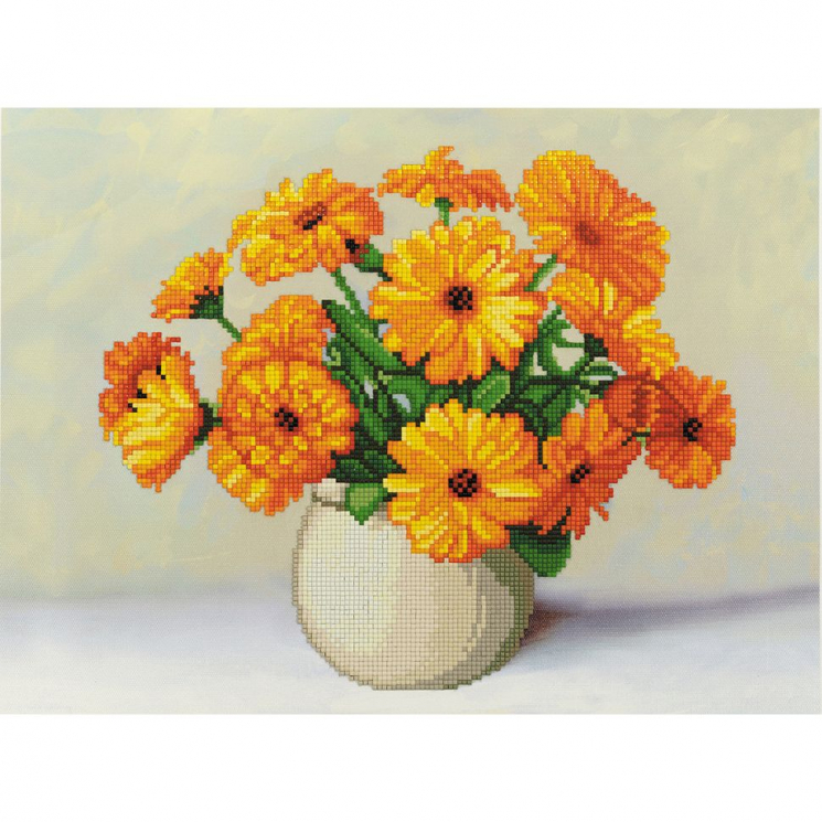 Кристальная мозаика на холсте ФРЕЯ арт.ALVR-262 Календула 40х30 см