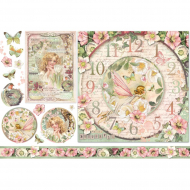 100782_Бумага рисовая "Часы и фея"