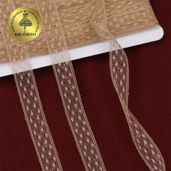 Кружево-трикотаж KRUZHEVO арт.TBY 1662 шир.15мм цв.05 бежевый, уп.27,4м