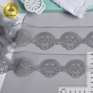 Кружево на сетке IDEAL LUX матовая нить арт.TBY.ZX-2 шир.50мм цв.4 серый уп.18.28м