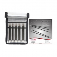 41614 Knit Pro Набор чулочных спиц для вязания Karbonz 15см 5 видов спиц карбон 2-4мм