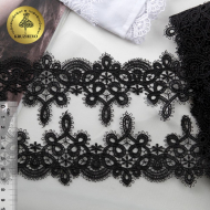 Кружево гипюр KRUZHEVO арт.TR.16GB2006 шир.65мм цв.2 черный уп.9м