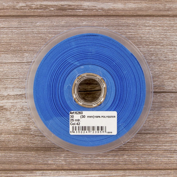 19839_Косая бейка атласная 30 мм, 25 м, цвет 42, темно-голубой