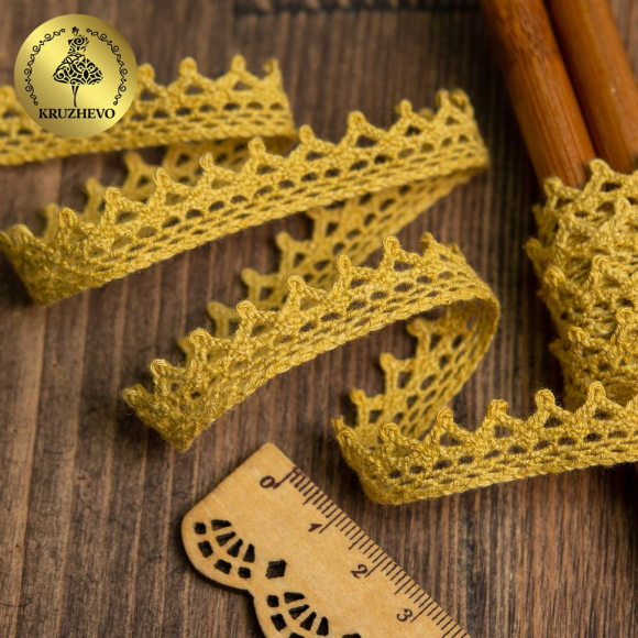 Тесьма вязаная KRUZHEVO 10мм TBY-5036.34 цв.34 т.желтый уп.10м