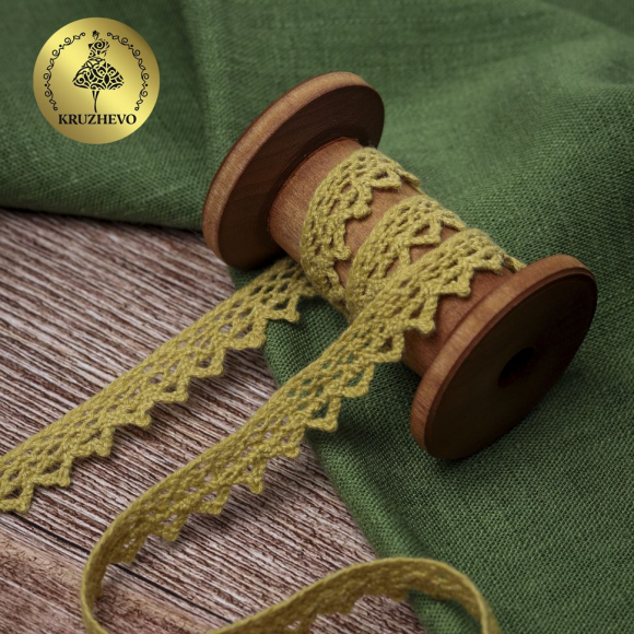 Тесьма вязаная KRUZHEVO 10мм TBY-5036.34 цв.34 т.желтый уп.10м