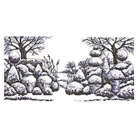 Набор для вышивания PERMIN арт.70-7104 Парковый ландшафт (графика) 45х25 см