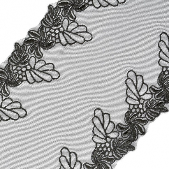 Кружево на сетке арт.TBY F5168-1 шир.165мм цв.черный уп.13,71м