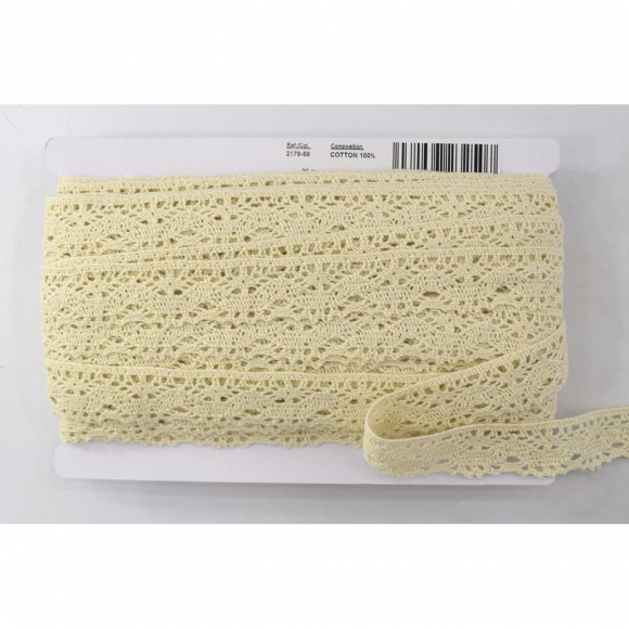 Хлопковое кружево, 26 мм, цвет натуральный