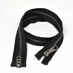 Молния MaxZipper мет. №8 черный никель шлиф.звено, 2 замка, 75 см цв.F322 черный уп.10шт