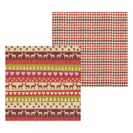 70991_Бумага двухсторонняя для скрапбукинга "Олени и красные сердца"