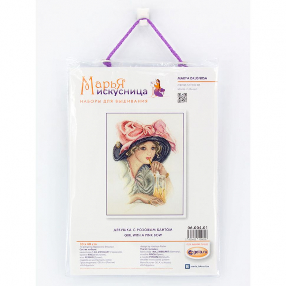 42212_Набор для вышивания "Девушка с розовым бантом" по картине Харрисона Фишера