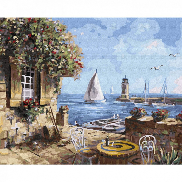 Картины по номерам на дереве Molly арт.KD0624 Летнее кафе (28 цветов) 40х50 см