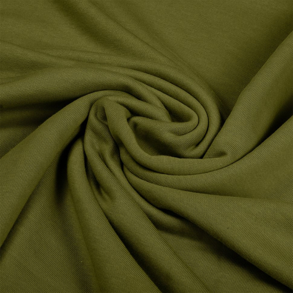 Ткань футер 3х нитка петля гл/крашеный диагональ 310г/м?  65%хб 35%пэ  шир.180см арт.УН-3106535-33 цв.хаки рул. 35-60м (1кг-1,8м)