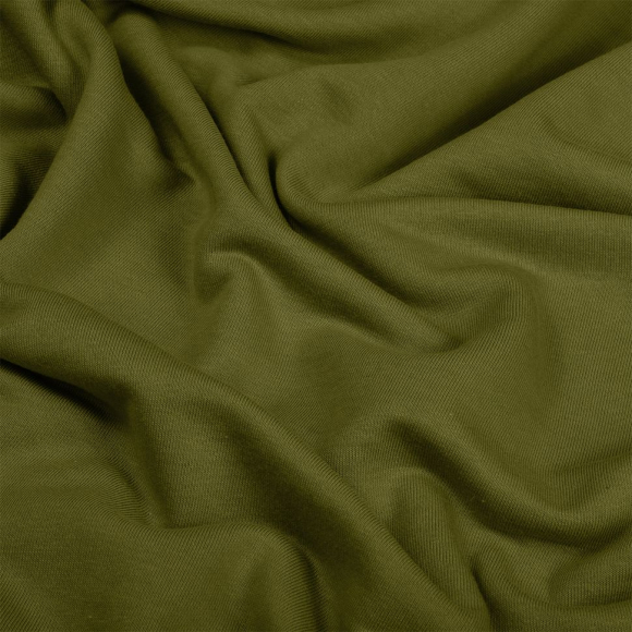 Ткань футер 3х нитка петля гл/крашеный диагональ 310г/м?  65%хб 35%пэ  шир.180см арт.УН-3106535-33 цв.хаки рул. 35-60м (1кг-1,8м)