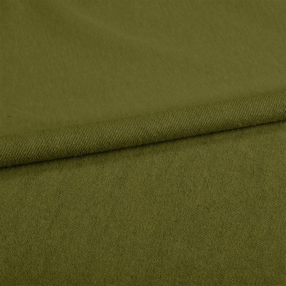 Ткань футер 3х нитка петля гл/крашеный диагональ 310г/м?  65%хб 35%пэ  шир.180см арт.УН-3106535-33 цв.хаки рул. 35-60м (1кг-1,8м)