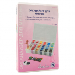 5087_Органайзер для хранения мулине, 18 х 28 х 4 см, пластик, содержит 100 шпулей, 17 ячеек