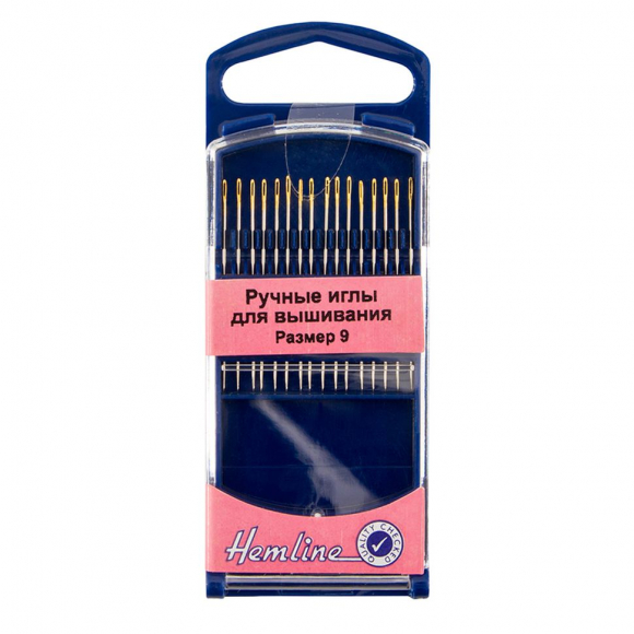 68910_Иглы для вышивания с острым кончиком в пластиковом контейнере №9, 16 шт