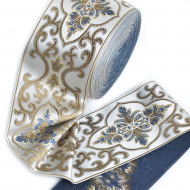 Лента отделочная жаккардовая арт.TBY.9D-02 шир.90 мм цв.серо/синий уп.25м