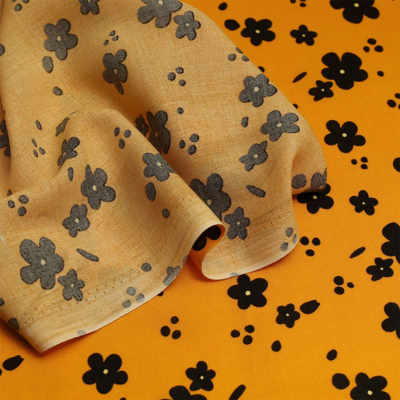 Ткань Штапель  TBY Vi-2108024-c3 плот 110г/м2 100% вискоза шир. 145 см цв.с3 желтый рул.25м